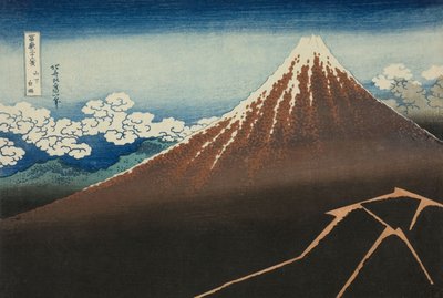 Shower Below the Summit, from the series Thirty-six Views of Mount Fuji by Katsushika Hokusai